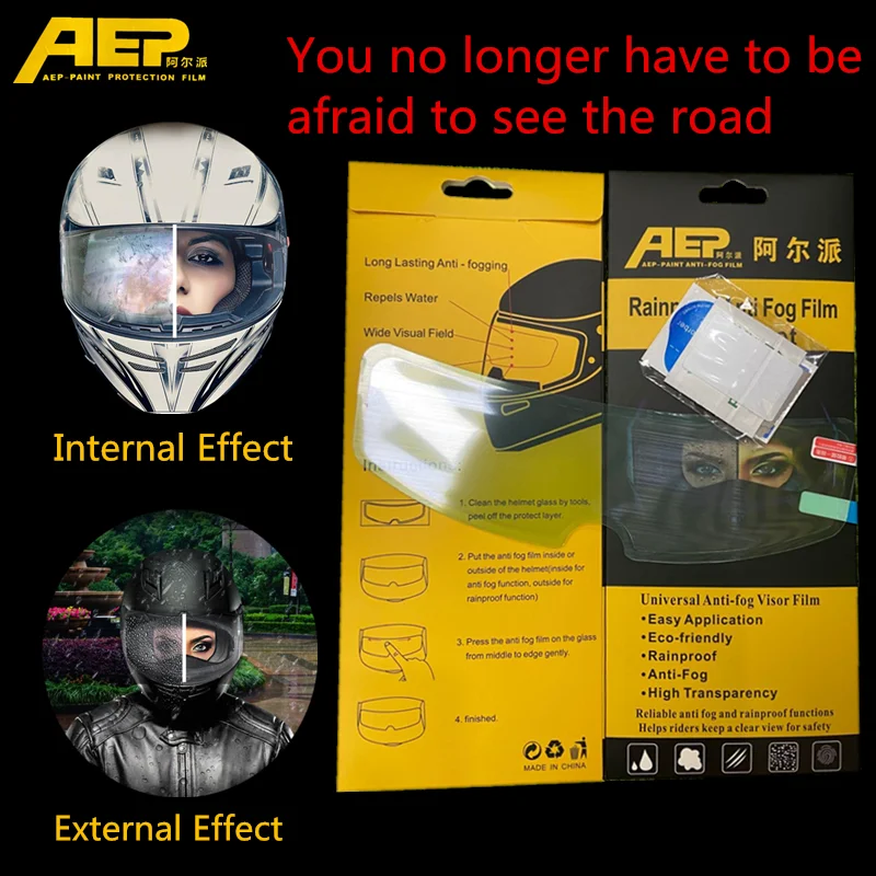 

AEP Universal Motorcycle Helmet Anti-fog Patch Visor Lens Rainproof Film for Helmet Protective Against UV Motorcycle Accessories