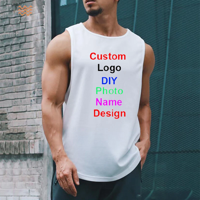 Photo or Logo Design Customized Mens Mesh Fitness Clothing Gym Stringer Tank Top Men Bodybuilding Vest Workout Sleeveless Shirt
