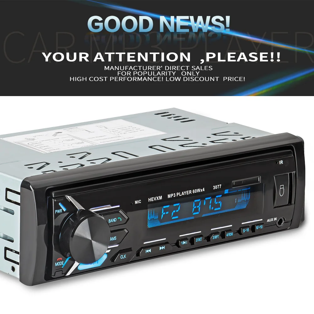 Автомобиль Радио стерео проигрыватель Bluetooth телефона AUX-IN MP3 FM/USB/1 Din/пульт дистанционного управления 12 В Прокат Авто Аудио распродажа Новинка