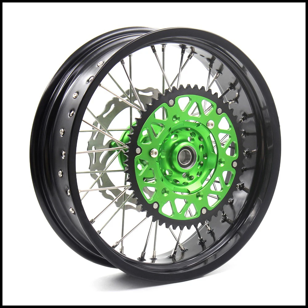 3 5/4 25 полный набор дисков Supermoto для KAWASAKI KX 250F 2006 2018 KX450F Supermotard Green Sprocket Hub|supermoto