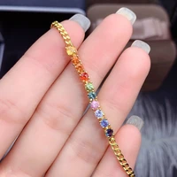 natural colored sapphire bracelet latest fashion 925 sterling silver many gems beautiful colors ladies bracelet