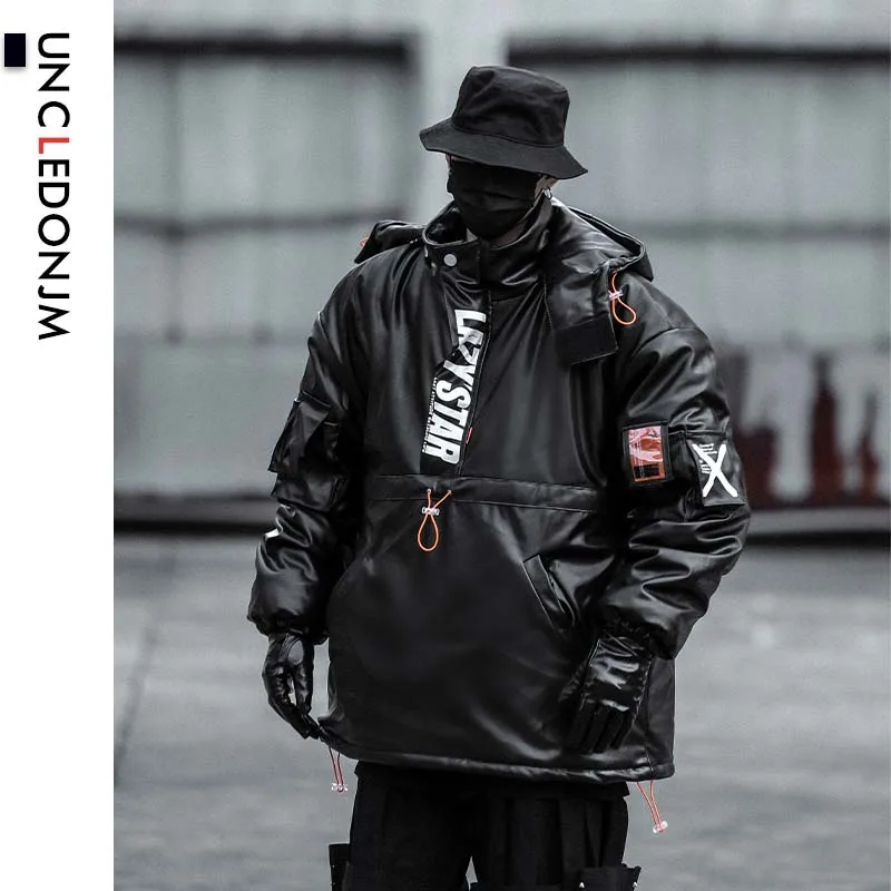 2019 зимнее пальто повседневные мужские парки из искусственной кожи теплая куртка