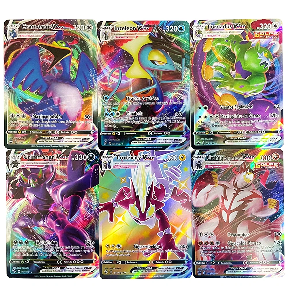 Испанские карты покемона VMAX Charizard Pikachu Покемон блестящая карта Espanol дисплей игра