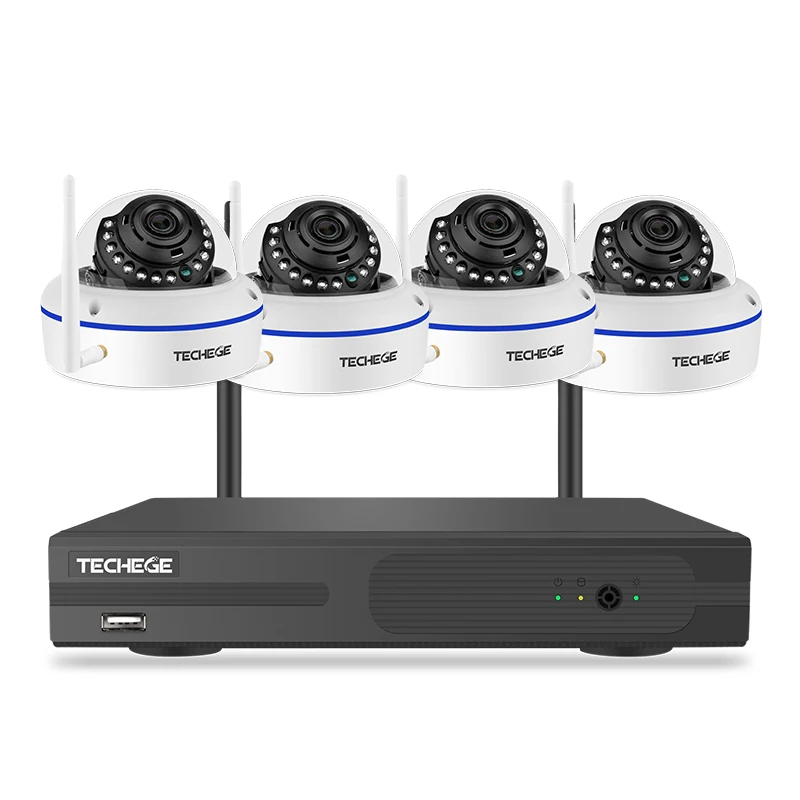 Ordinary NVR Kit Techege Plug and Play 4CH Беспроводной NVR комплект 12 дюймов ЖК NVR 1080P HD Антивандальная ip-камера безопасности ночное видение wifi CCTV система - Цвет: Ordinary NVR Kit