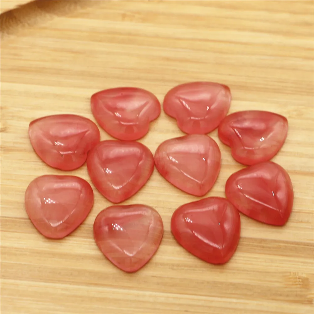 

2021 New Good Quality Natural Cherry Quartz Heart Shape Cab Cabochons Beads for Jewelry Making 25mm Wholesale 12pcs/lot Free