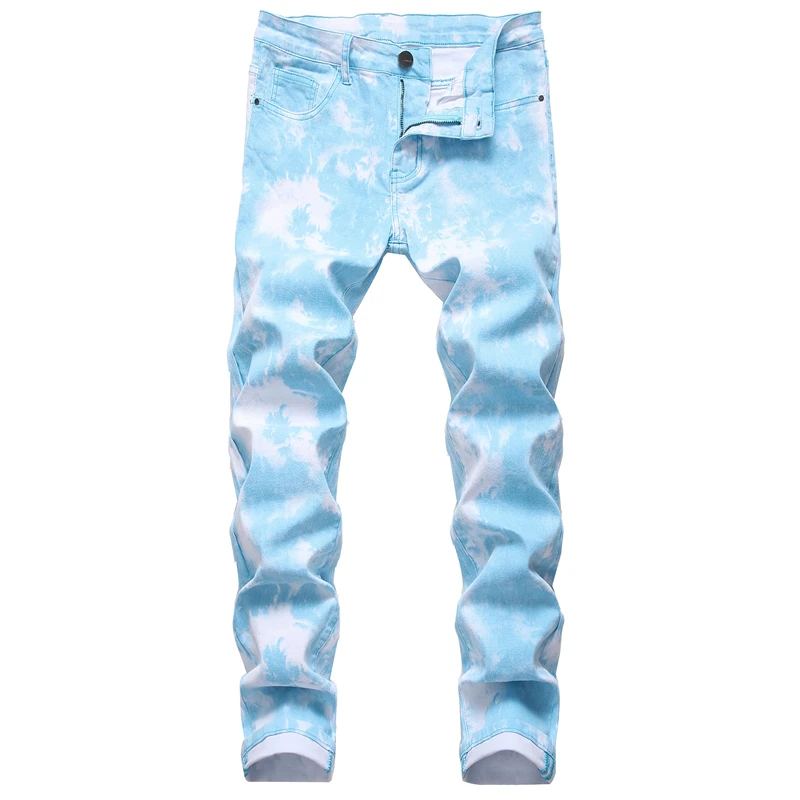 Fashion Men's Painted Skinny Jeans Digital Print Designer Elastic Pants High Quality Graffiti Slim Stretch | Мужская одежда