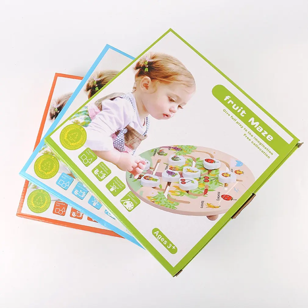 

Animal/Fruit Maze Baby Early Education Educational Wooden Toys Cartoon Animal Maze Creative Round Maze Toy
