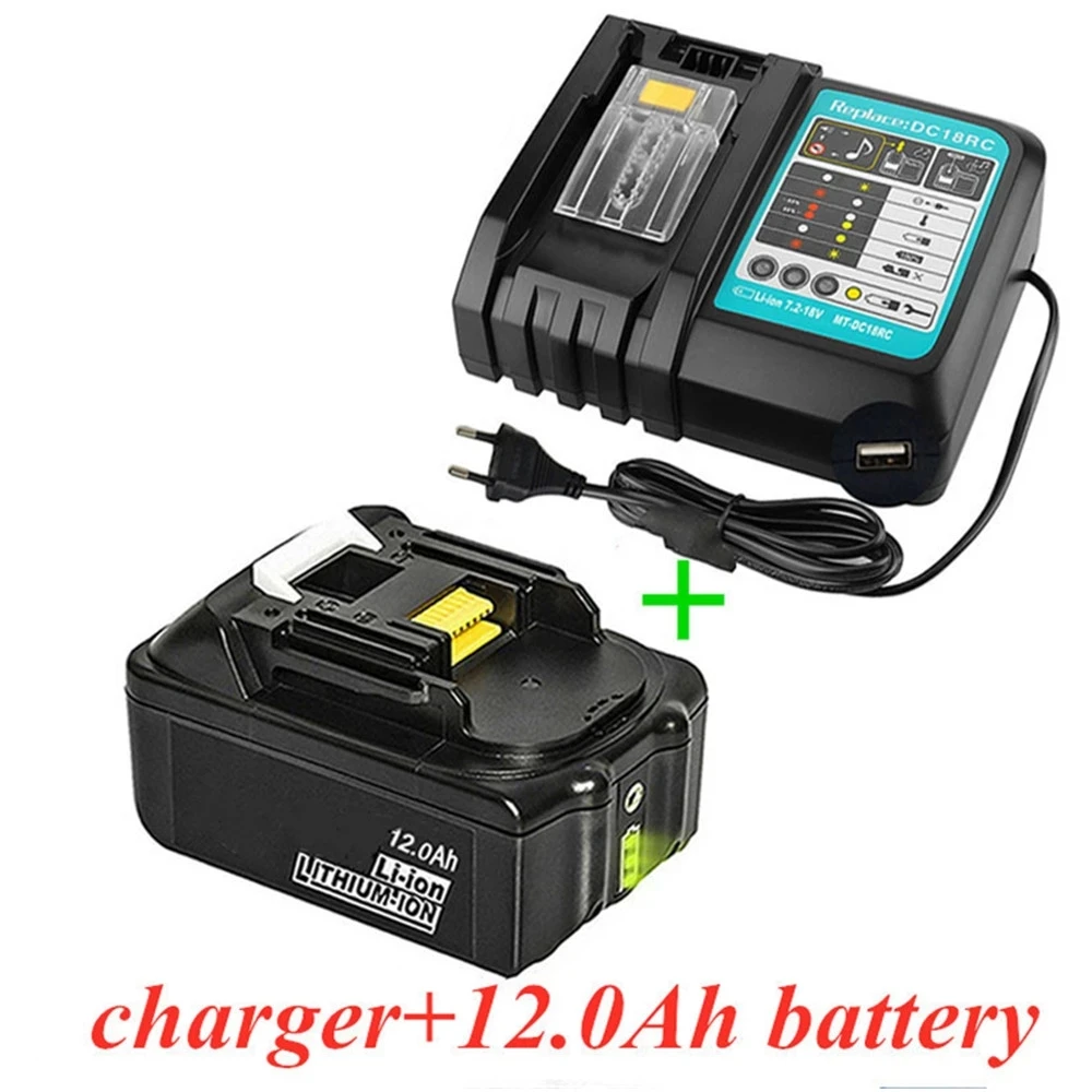 

18V 12Ah Rechargeable Battery 12000mah LiIon Battery Replacement Power Tool Battery for MAKITA BL1880 BL1860 BL1830+3A Charger