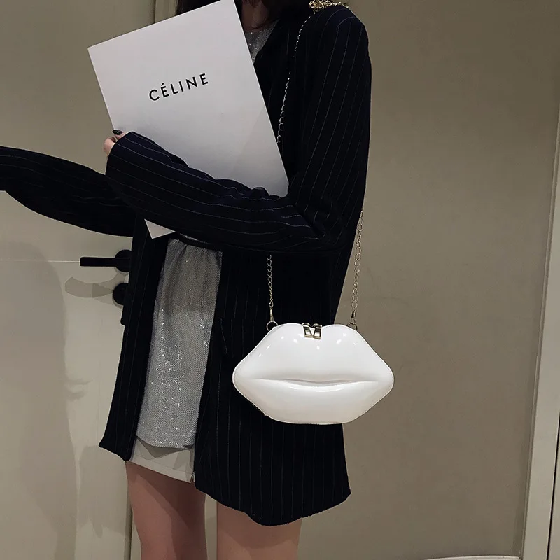 

Mini Trendy All-match Women's Bag New Luxury Designer Zipper Women's Shoulder Bag Lip Shape Clutch Fashion PVC Messenger Bag