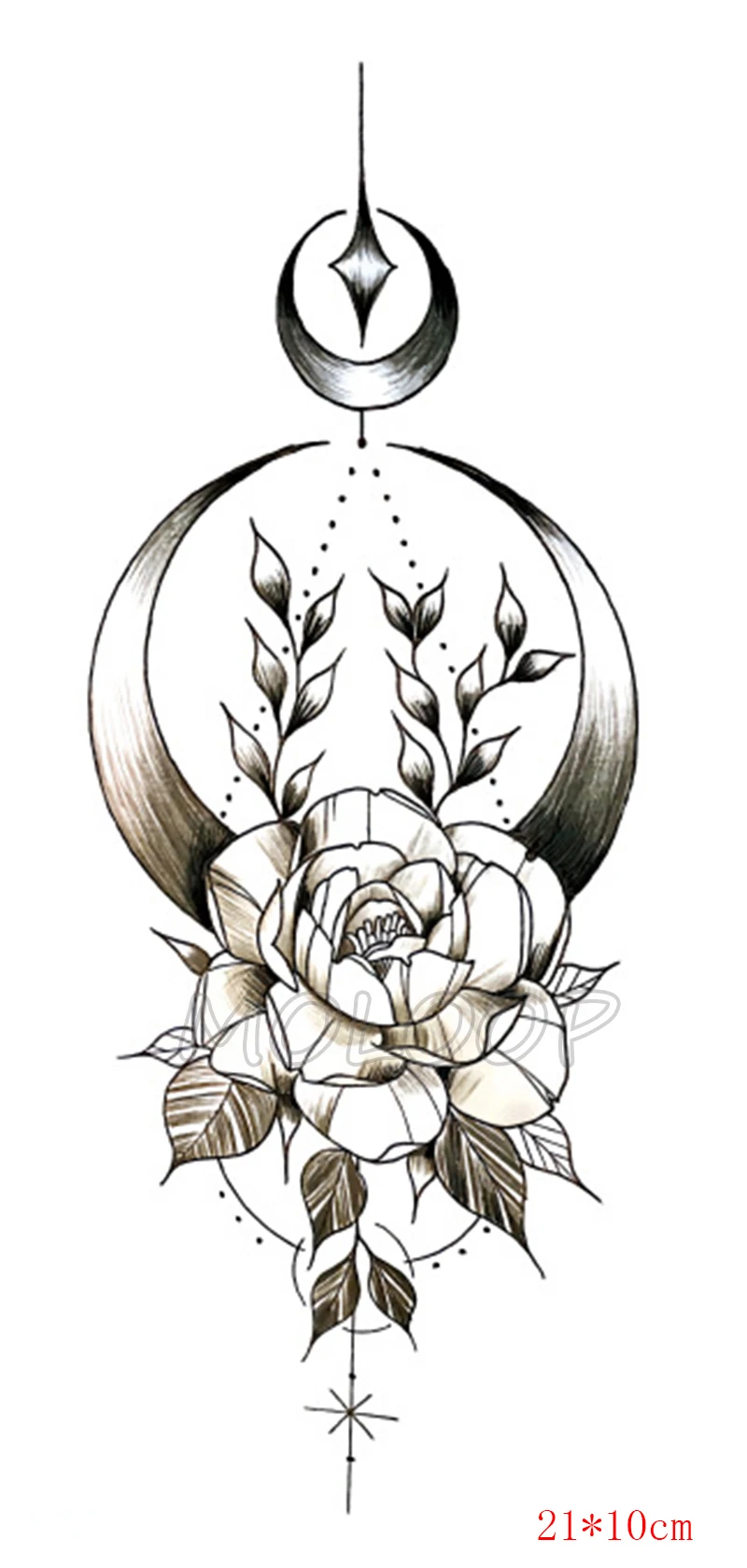 Тату-наклейка лусветильник Роза цветок полумесяц новый водонепроницаемый