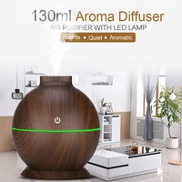 130ml mini office household humidifier portable aromatherapy essential oil diffuser with wood grain 7 color changing led light