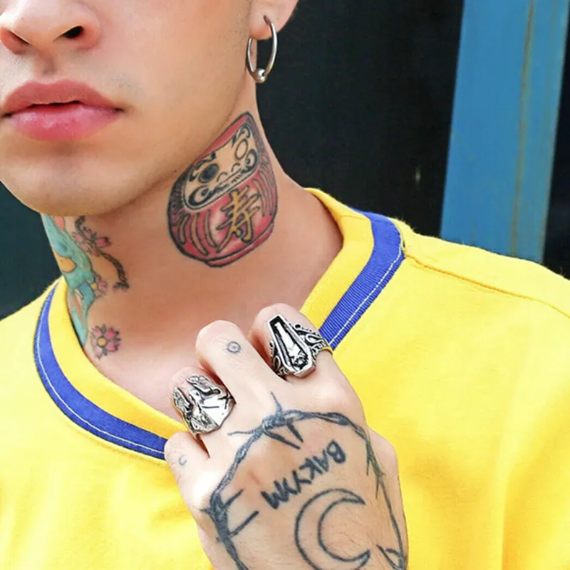 

Vintage Hip-hop Cool Fashion Mummy Egyptian Pharaoh Religious Ring Men Punk Ring Retro Relief Jewelry Rock Nightclub Rap Style