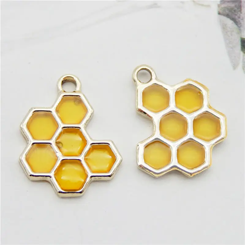 6 шт. эмалированные Подвески Julie Wang в форме сот Смешанные розовые и желтые