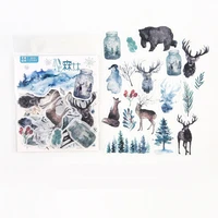 40 pcs bag watercolored forest diary decorative stickers album hand account notebook decor