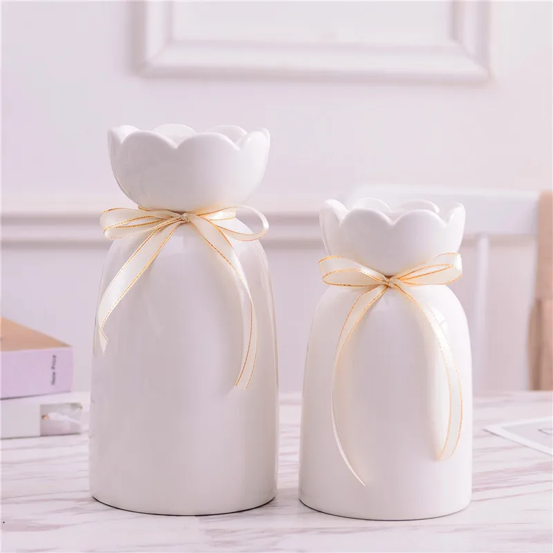 Простая Современная керамическая ваза с бантом в стиле INS украшение для дома