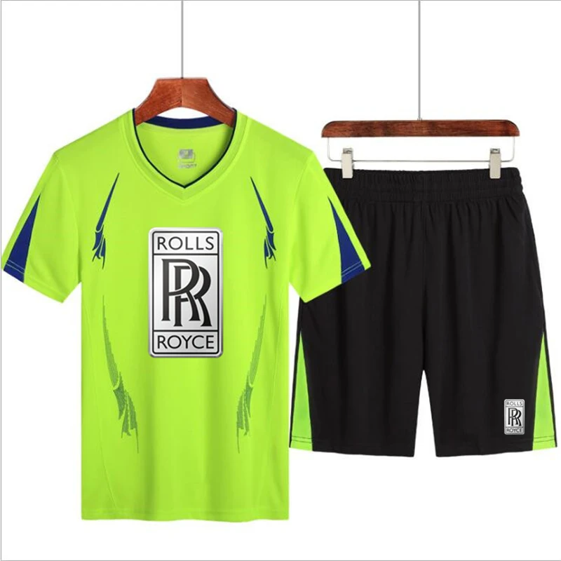 

2021 New Rolls Royce Car LOGO Men's Summer Hot Sale Printed T-shirt + Shorts Sports Casual Suit Short Sleeve 2-Piece Set