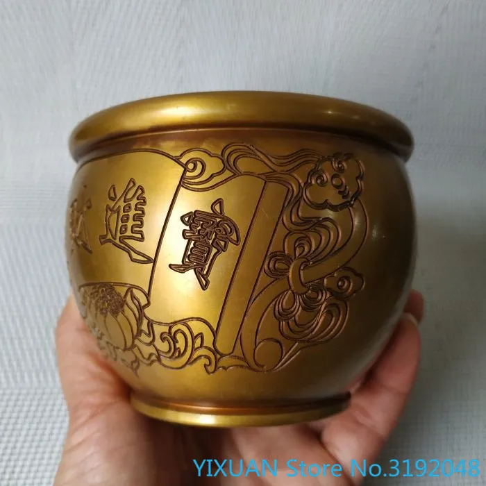 

Antique antique bronze collection imitation ancient brass to attract wealth and treasure copper jar cornucopia feng shui ornamen