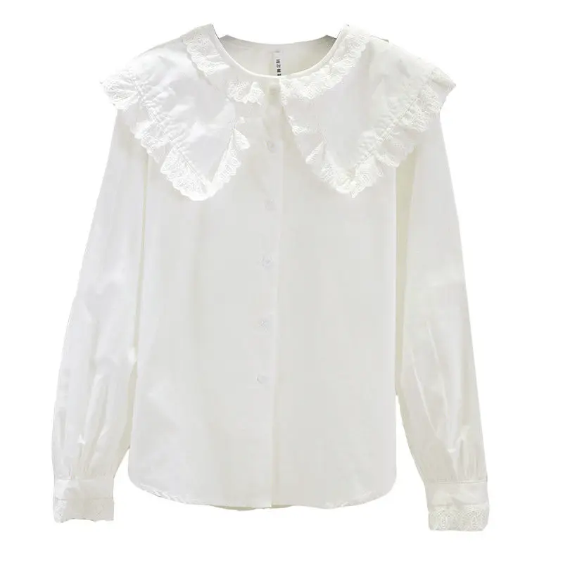

Princess style baby collar shirt female design sense minority retro Hong Kong style spring and autumn new fashion foreign style
