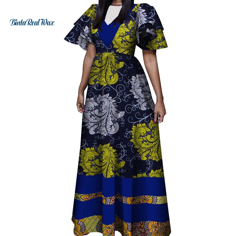Женское платье с принтом в африканском стиле длинное вечернее аппликацией