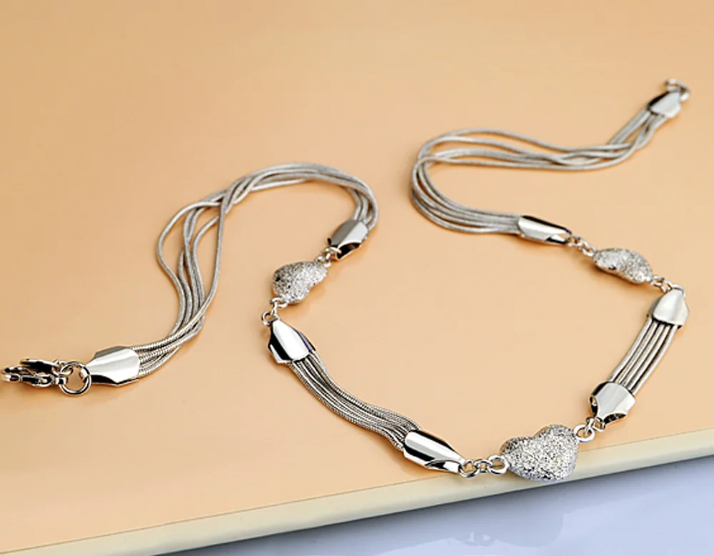 Женское ожерелье из серебра 925 пробы с кулоном в форме сердца|f pendant|necklace silver