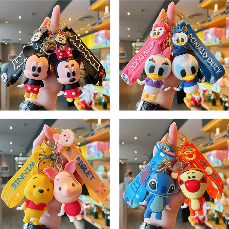 Брелок для ключей с героями Диснея мультяшный персонаж Микки Маус Минни Стич