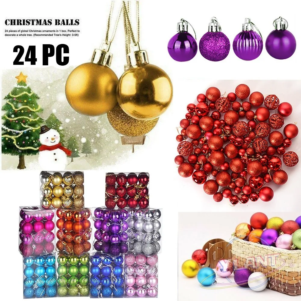 

3cm Bauble Hanging Xmas Party Ornament Decorations 24pcs Christmas Tree Decor Ball For Home 2021 New Year Christmas Decorations