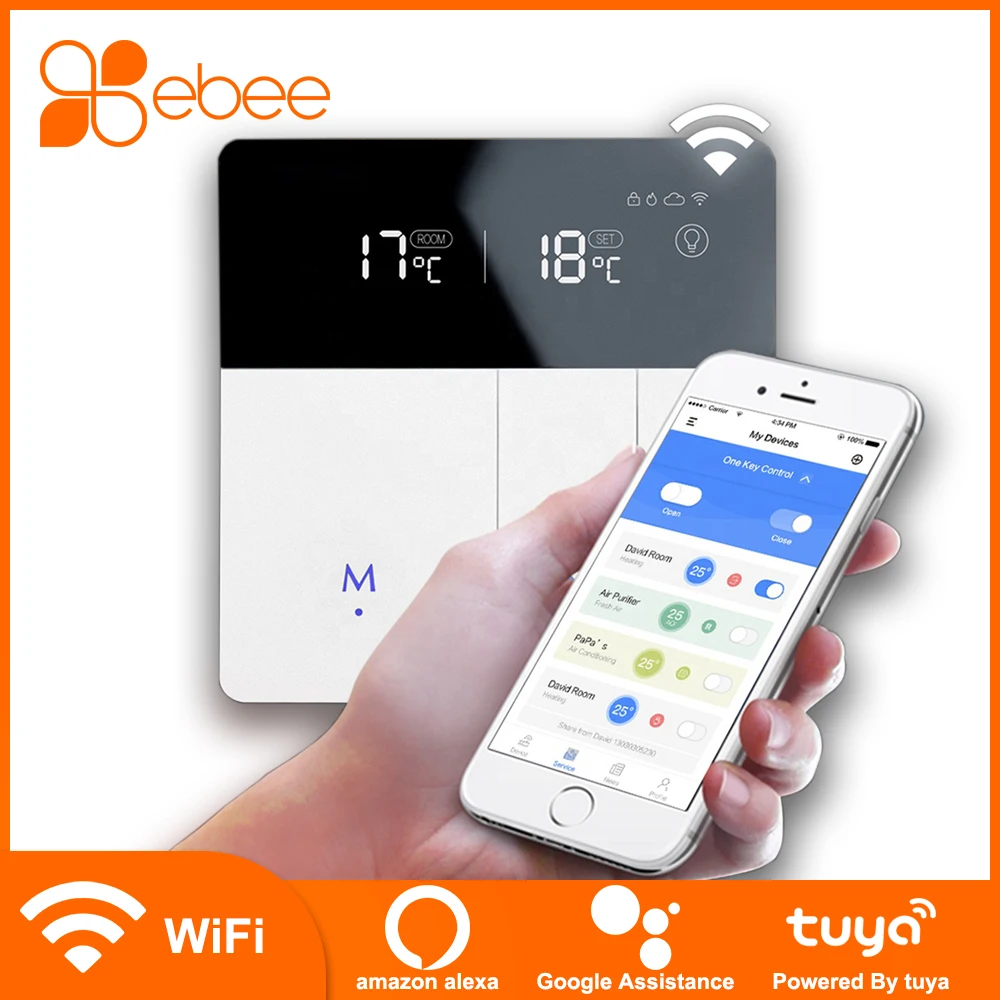Термостат EBEE Tuya с Wi Fi умный контроллер температуры для газового