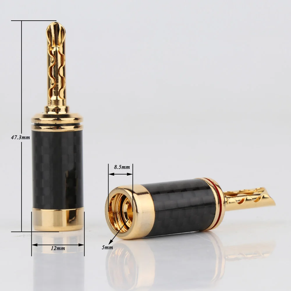 

4pcsx 24K 3u Gold Carbon Fiber BFA Z Banana Speaker Plug Connector HiFi