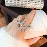 open adjustable golden silver butterfly ring cubic zircon wedding ladies ring for women open ring ladies bridal jewelry gifts