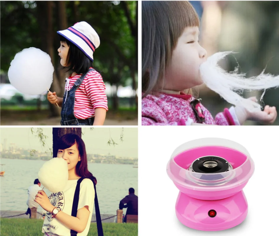 

Electric DIY Sweet Cotton Candy Maker Mini Portable Cotton Sugar Fairy Floss Marshmallow Machine 220V EU/AS Kid Candy Machine