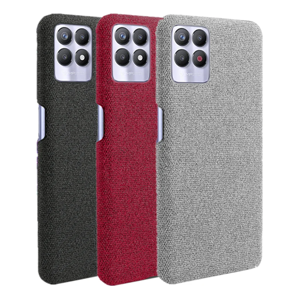 

Realme 8i Cloth Antiskid Case Funda On The For OPPO Realme 8i 8 Pro Realme8 5G Realme8i Slim Retro Fabric Hard PC Phone Cover