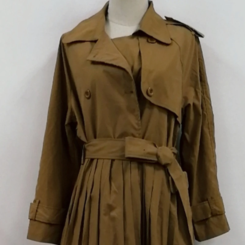 

RUGOD Pleated Women Dress French Style Turn-down Collar Double-breasted Patchwork Dress Vintage Elegant Female Clothing