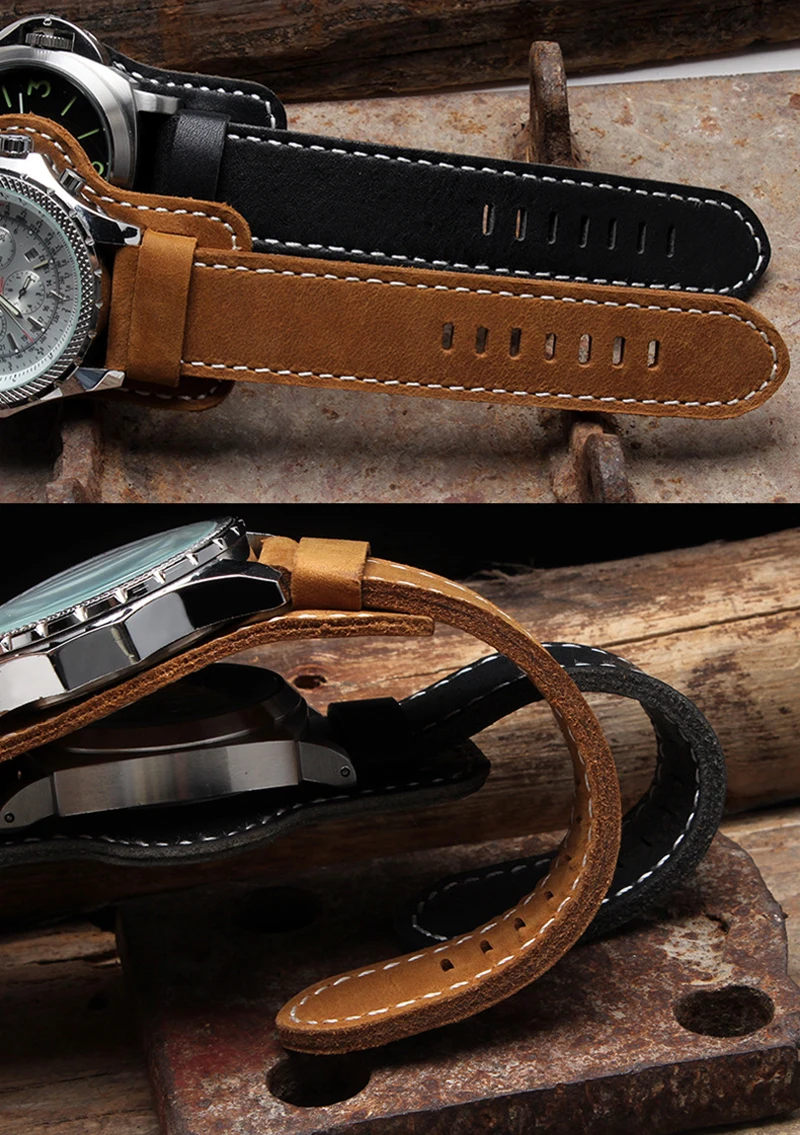 Ремешок Onthelvel 20 мм 22 мм из натуральной кожи для часов Panerai 24 мм 26 мм для матовых наручных часов с пряжкой# E