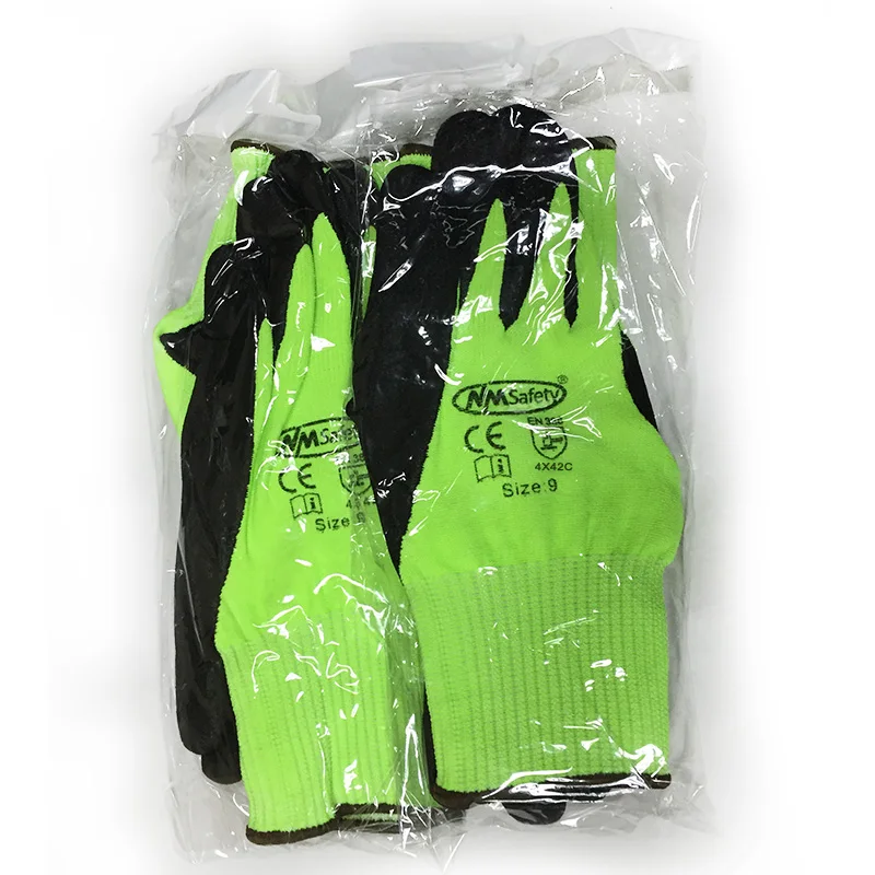 NMSafety 13 калибр трикотажные Hi-Viz желтые устойчивые к порезам уровень 5 трикотажные лайнер безопасности рабочие перчатки