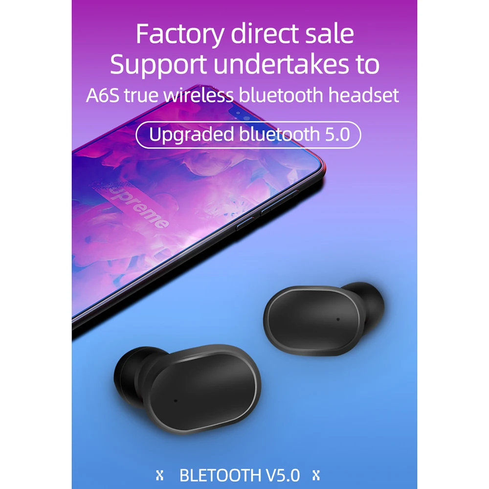 VTIN A6S TWS Bluetooth 5 0 наушники для Redmi Airdots Беспроводные с шумоподавлением Микрофон huawei