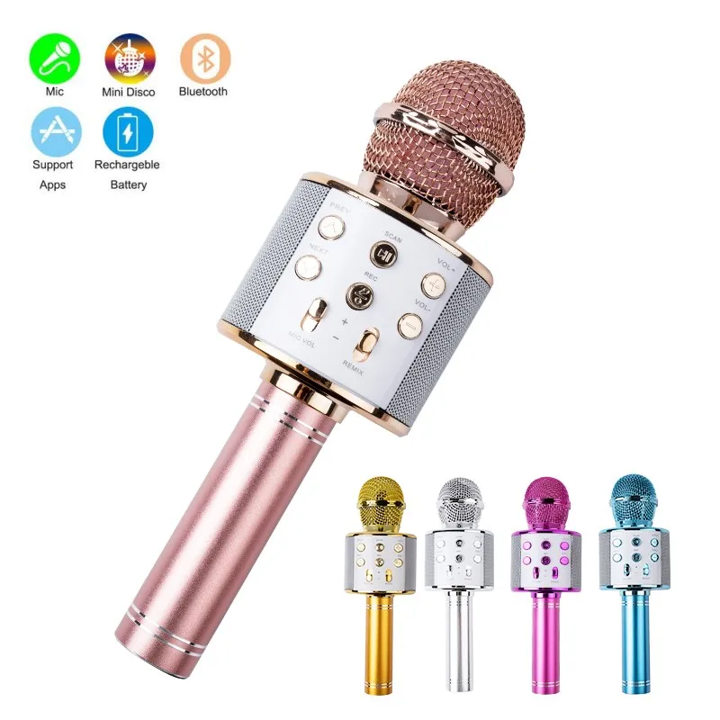 

Беспроводной микрофон, Bluetooth, ручной караоке-динамик, игровой автомат для детей и взрослых, домашний KTV, для вечеринки, для Android/Iphone, для девоч...