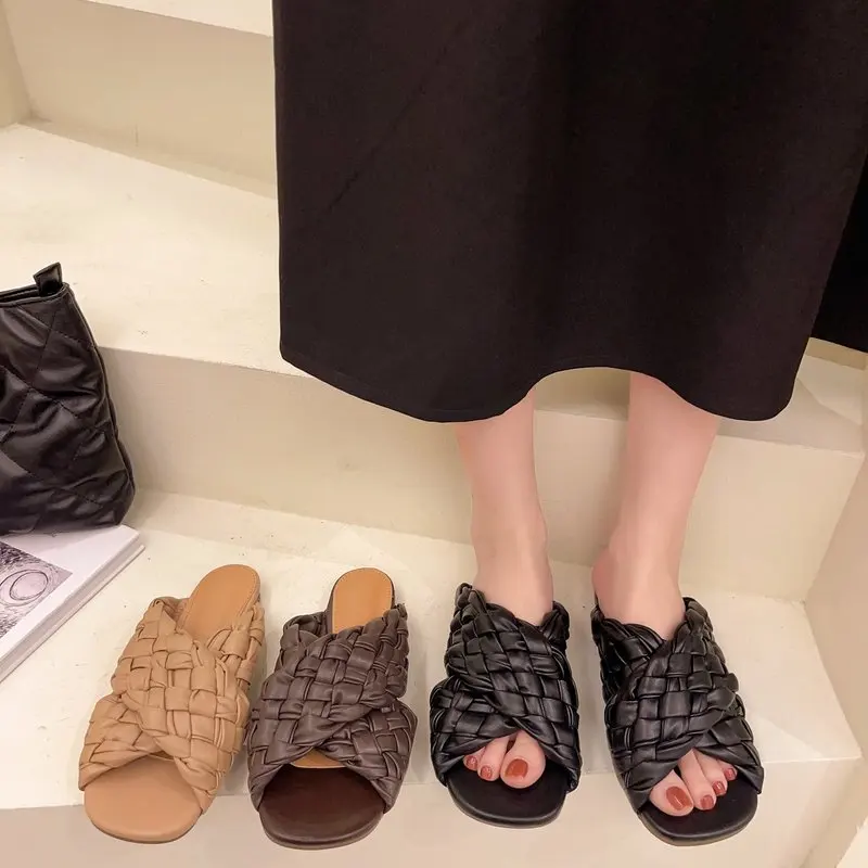 

Beach Shoes Slippers Women Summer Slides Pantofle Sabot 2021 Flat Rubber Basic Rome PU Beach Shoes Slippers Flat Slides Slipers