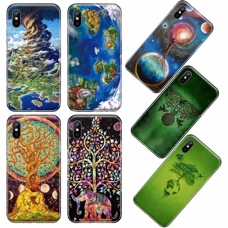 

Earth planet tree life Phone Case Transparent soft For iphone 12 11 13 7 8 6 s plus x xs xr pro max mini