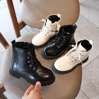 2021 new children martin boots kids solid color mid cut boots girls soft bottom side zipper leather boots chic hot fashion warm