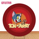 GFUITRR фоны для фотосъемки с изображением кота Тома, детские фоны для фотосъемки на день рождения, Джерри-мышь, Мультяшные украшения, эластичные красные фоны для фотостудии