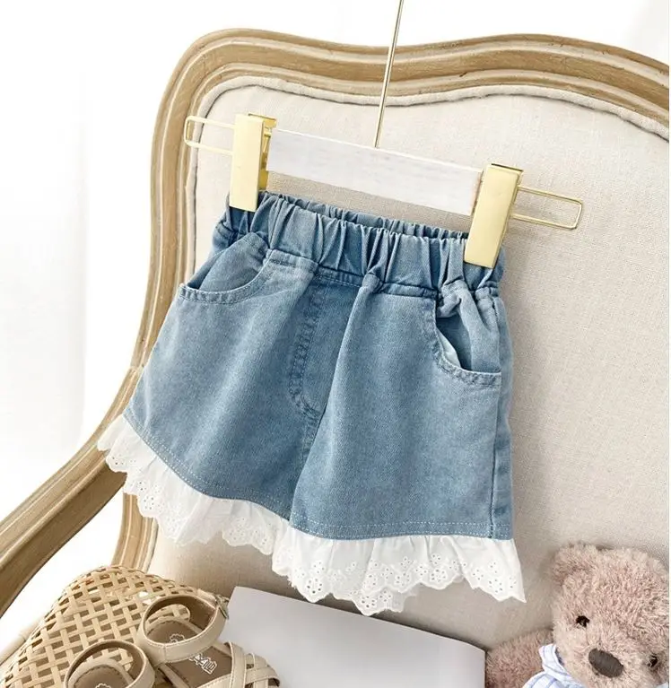 

Kids Girls Shorts Jeans Fashion Pants Children's Sweet Hot Pants Comfortable Soft Denim Shorts Lace Casual Clothes