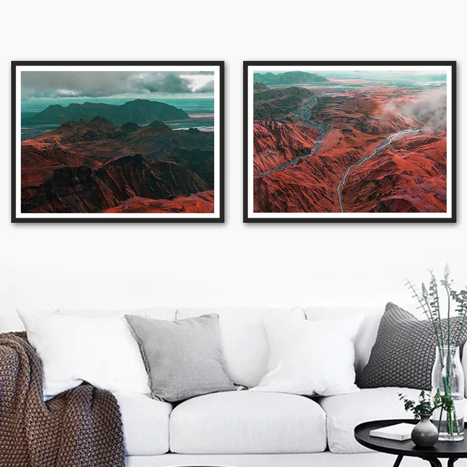 

Mountain River Landform Aerial View Sky Wall Art Canvas Painting Nordic Posters And Prints Wall Pictures For Living Room Decor