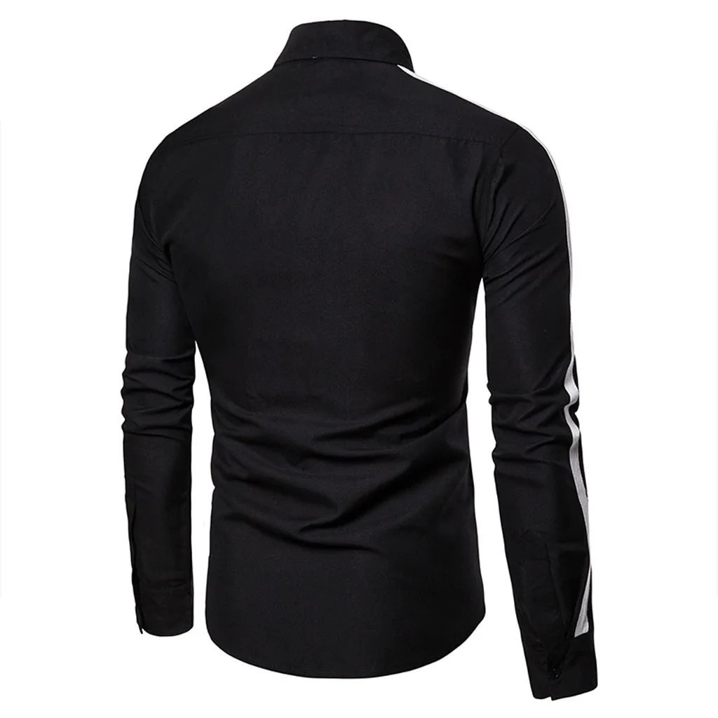 Men's Casual Button Turn-Down Collar Slim Fit Long Sleeve Top Shirt Blouse Solid Color Men Business 8.12 | Мужская одежда