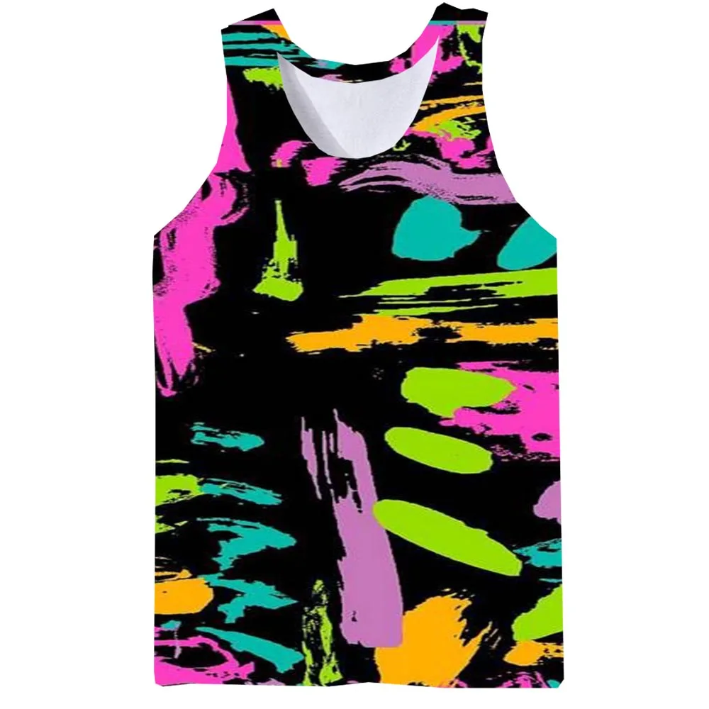 

Psychedelic Tank Top For Men 3D Print Art Sleeveless Pattern Top Graphic Vest