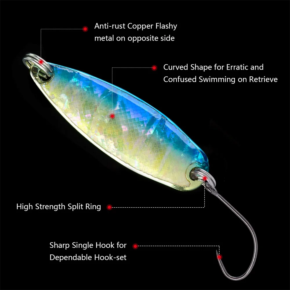 Goture New Micro Fishing Spoon Lure Spinner Hard Artificial Bait for Trout  Perch Fishing, 2pcs/pack, 3cm 2.8g or 3.5cm 4g