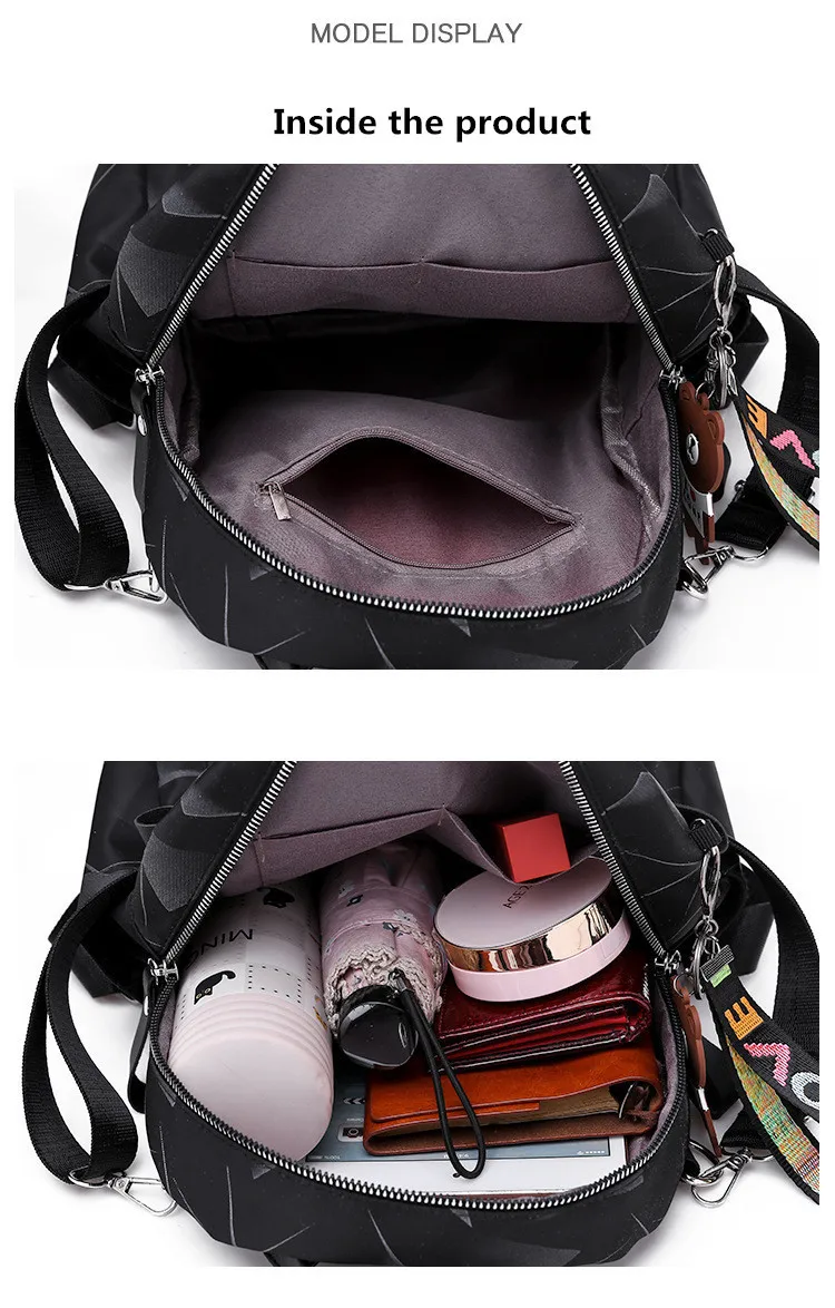 Черный геометрический водонепроницаемый Оксфорд Back Pack маленькие рюкзаки для женщин девочек подростков пакет школьной сумки женщина колледж