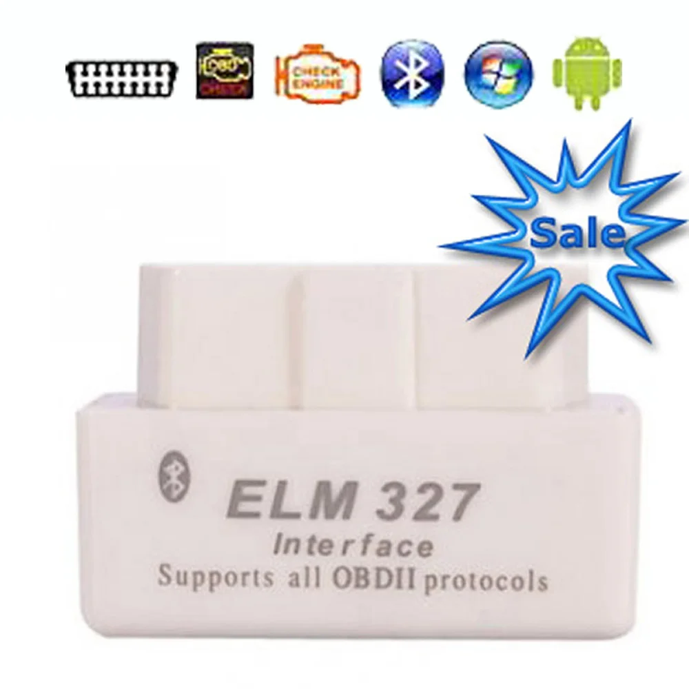 Белый OBD2 автомобильный диагностический инструмент ELM 327 Bluetooth ELM327 OBDII V2.1 v1.5 сканер