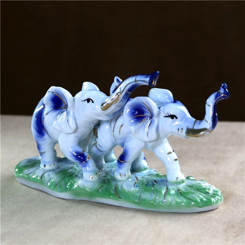 Фарфоровый слон фигурка семьи керамический миниатюрный домашний декор домашнее