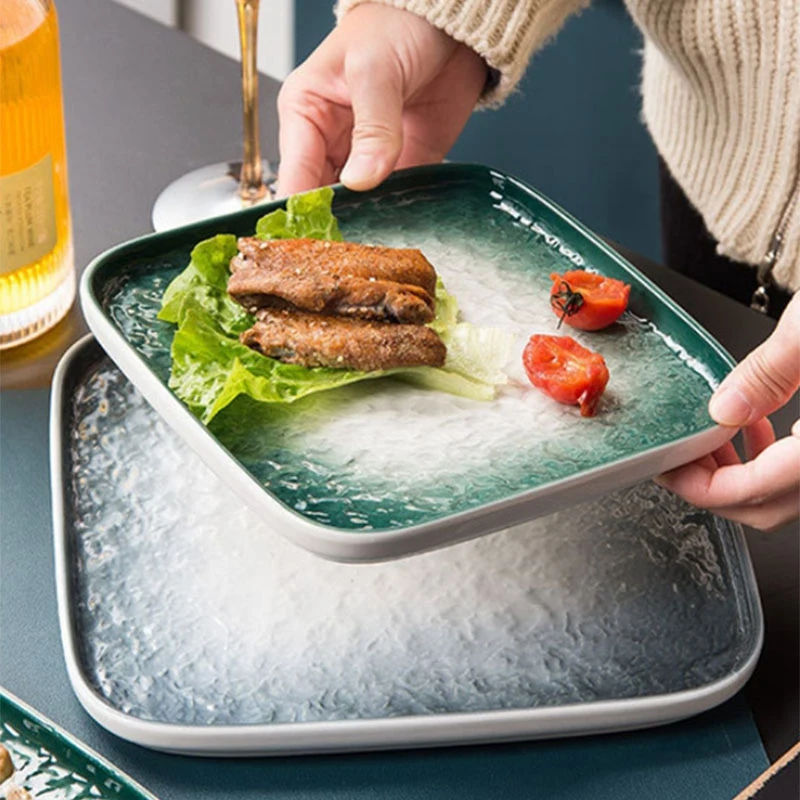 Фарфоровая Квадратная тарелка для десерта и салата с уникальным дизайном