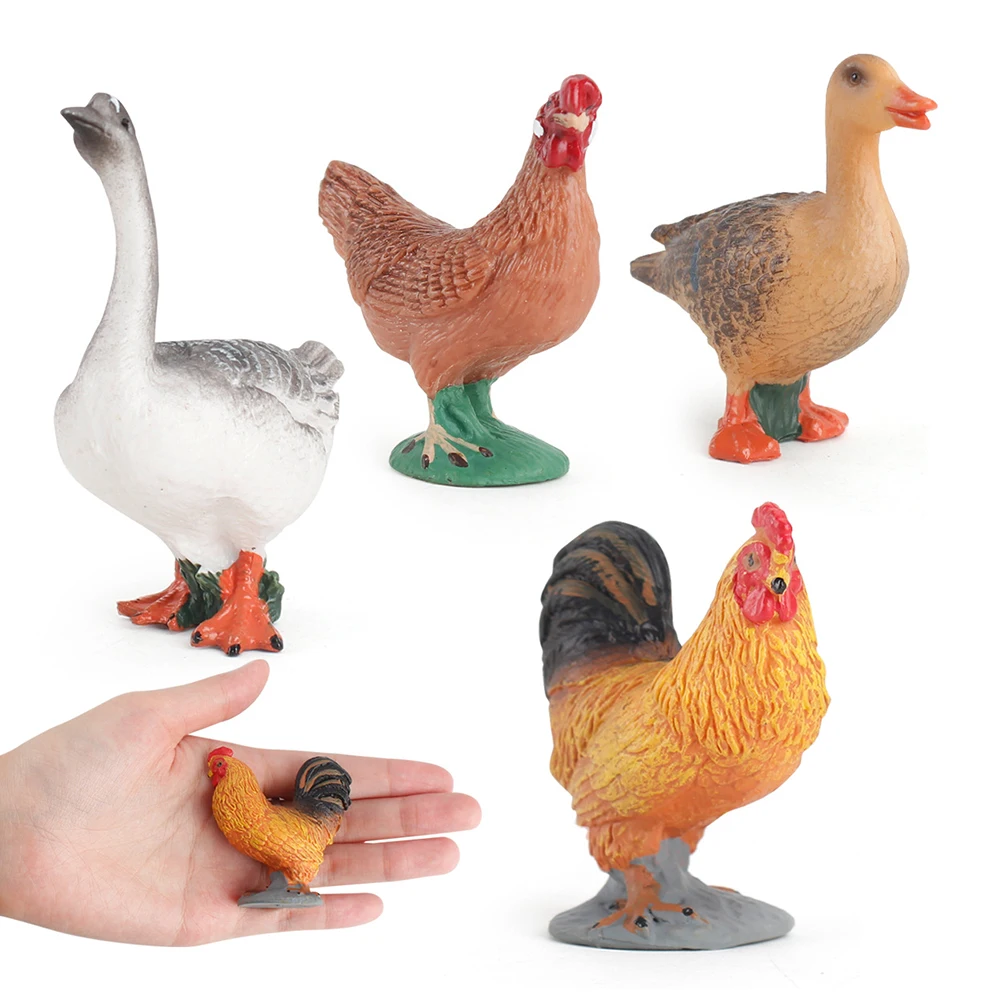 

Simulated Farm Animal Model Poultry Action Figure Cock Duck Goose Figurine Toys for Children Kids Baby Zoo Models Toy Gift Decor